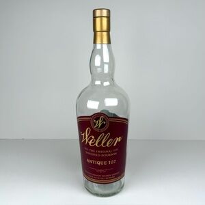 Weller Antique 107 Bourbon Whiskey Empty Unrinsed Bottle w/ Cork Buffalo Trace